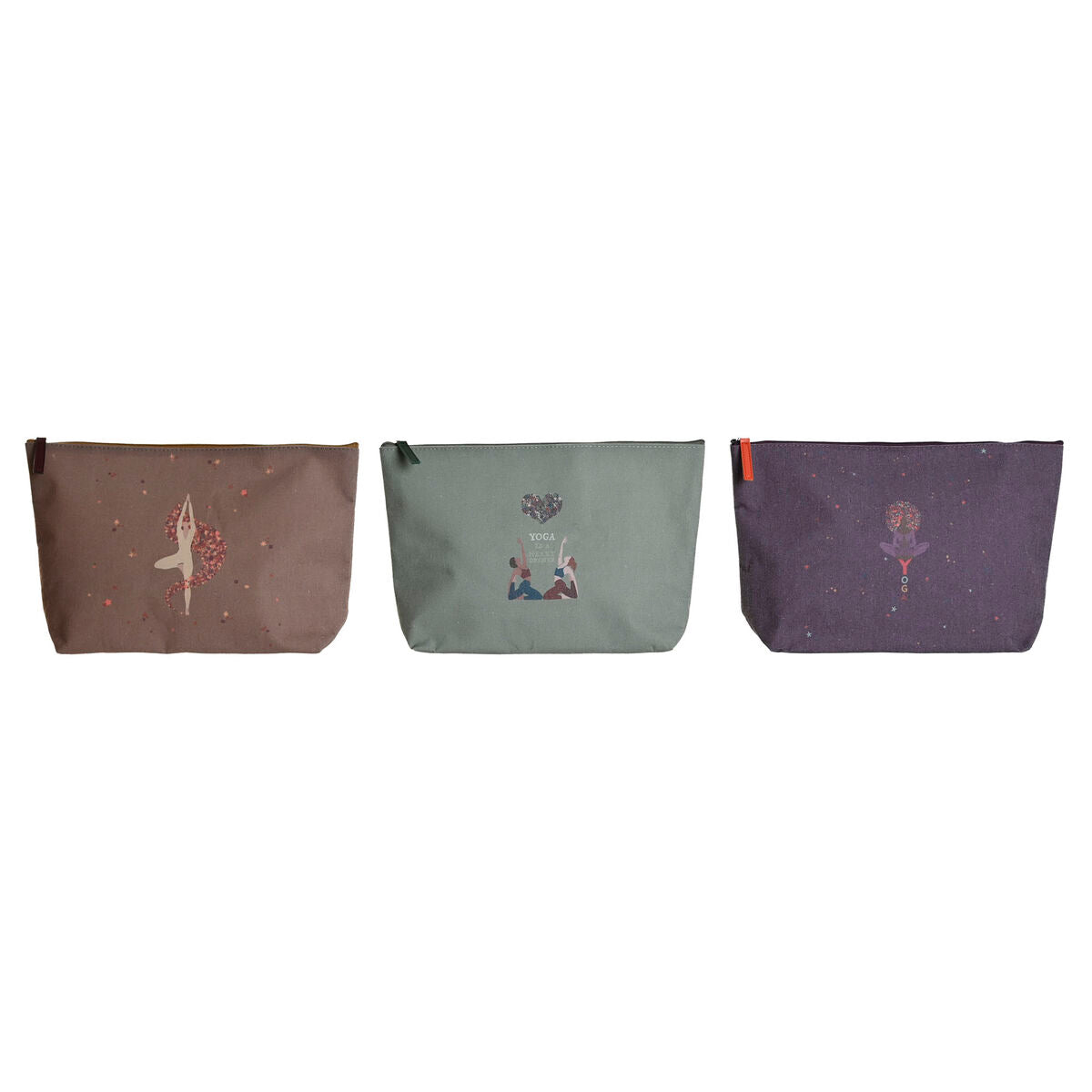 Toilet Bag DKD Home Decor Brown Green Burgundy Canvas Yoga 33 X 8 X 20 Cm (3 Units) Senso.it | Boutique Online