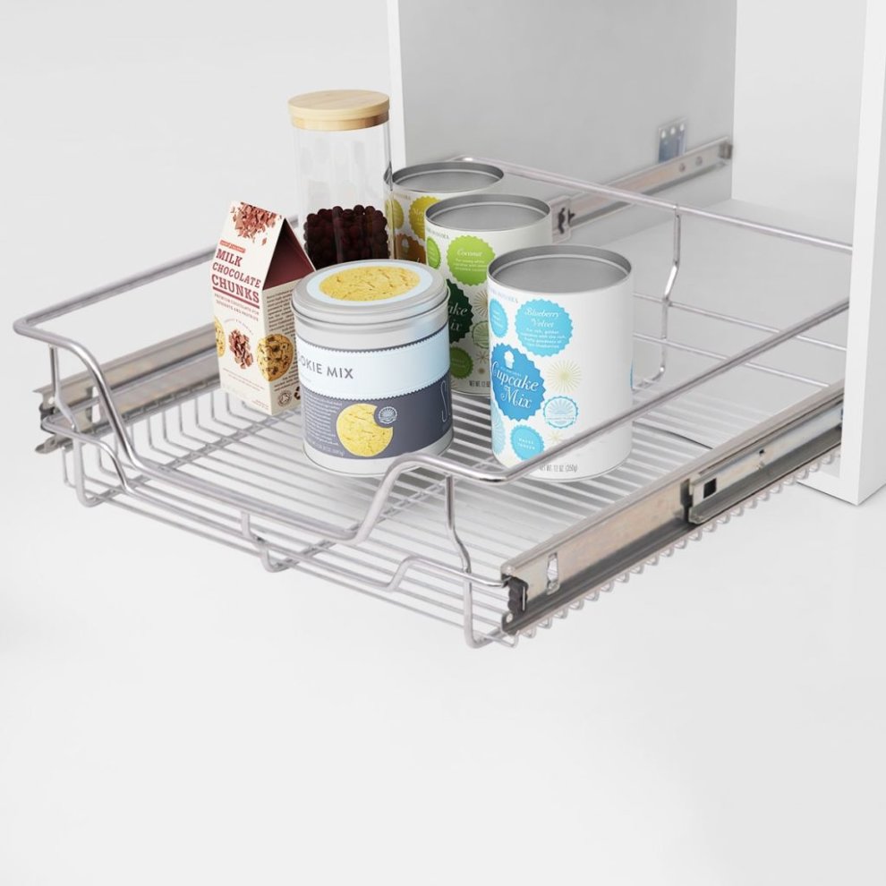 2 pezzi cestelli estraibili in filo metallico per unità di base della dispensa della cucina, organizer per riporre gli oggetti, 500 mm Senso.it | Boutique Online