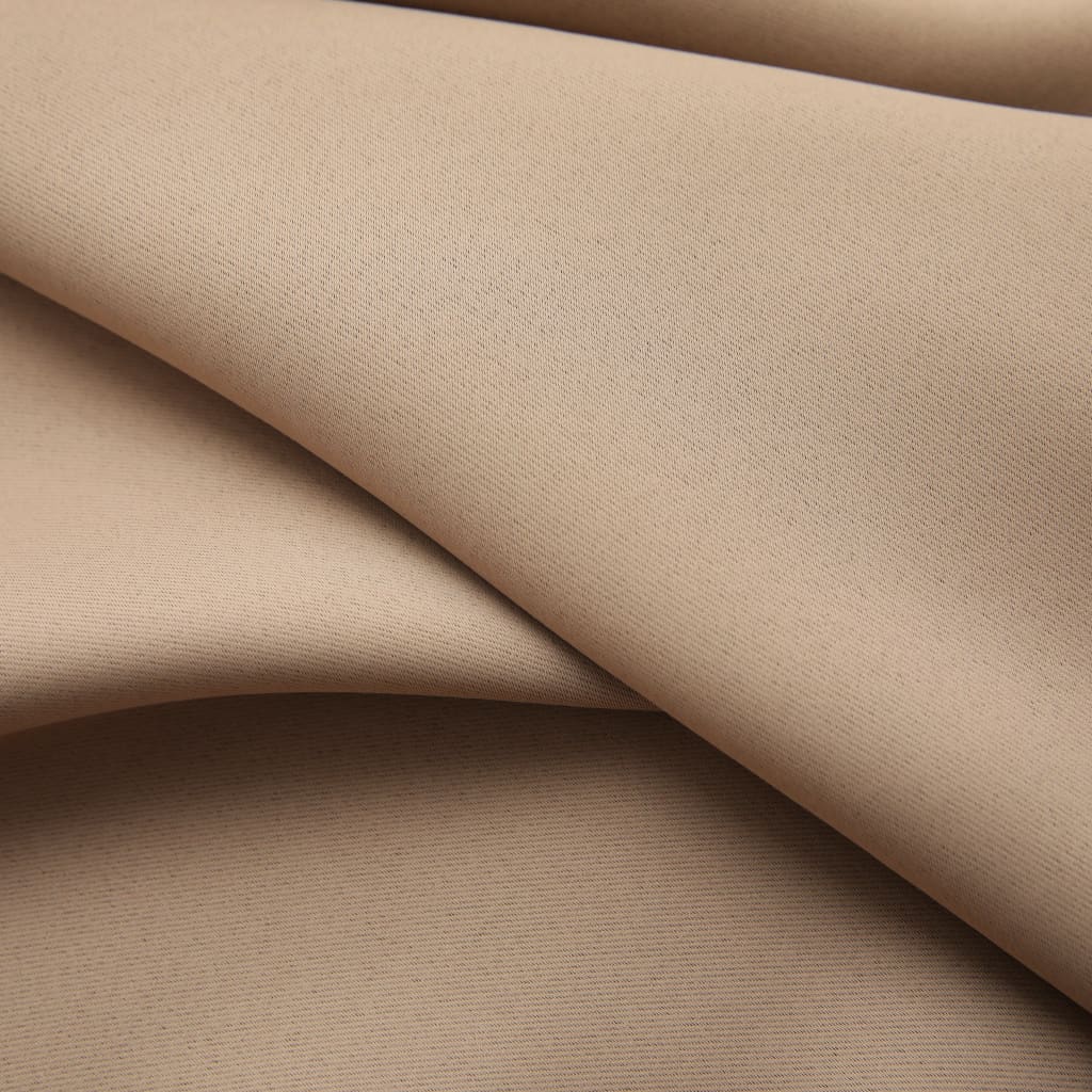 VidaXL 2x Blackout Curtains with Hooks Taupe 140x175cm Drapery Blind Drape Senso.it | Boutique Online