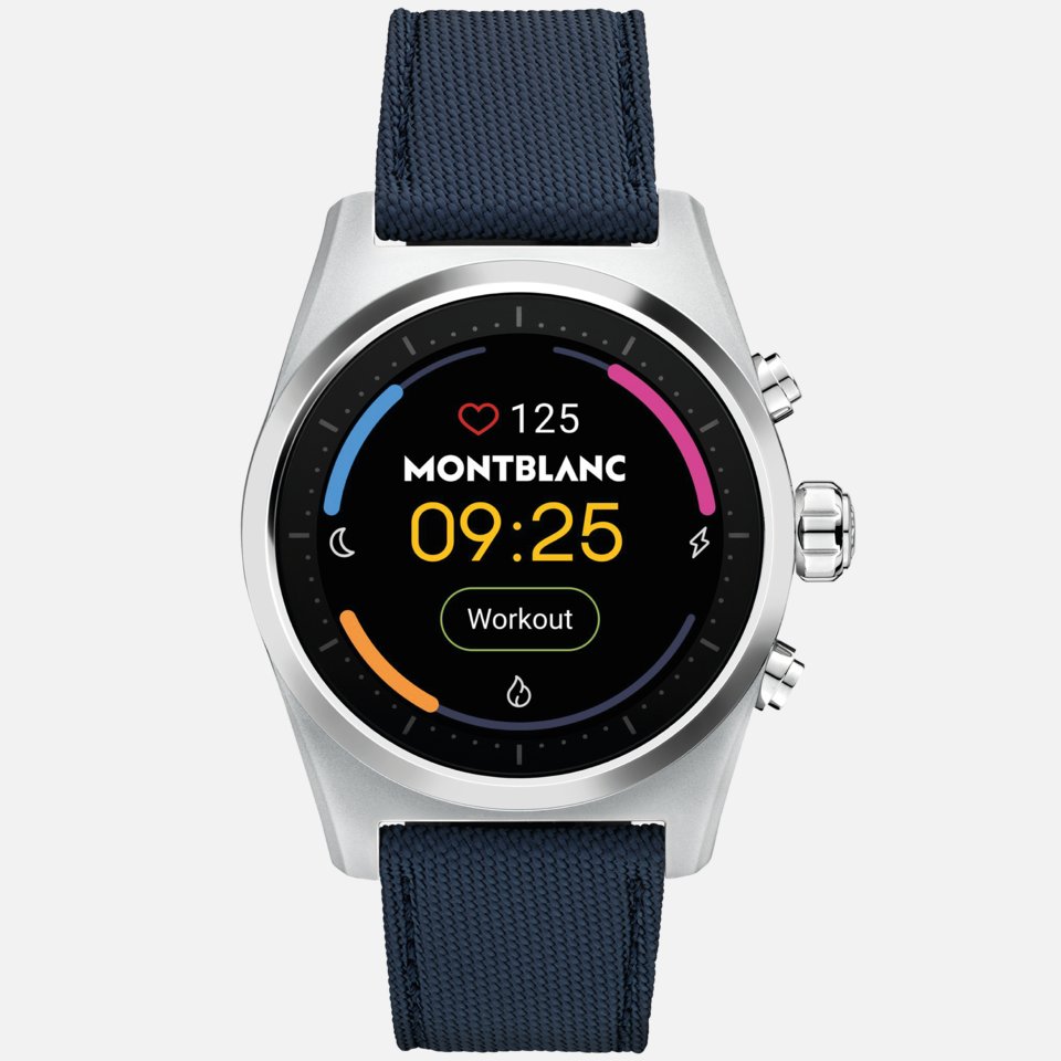 Montblanc Summit Lite smartwatch 43mm alluminio grigio cinturino tessuto grigio Wear OS AMOLED GPS NFC sport fitness Senso.it | Boutique Online