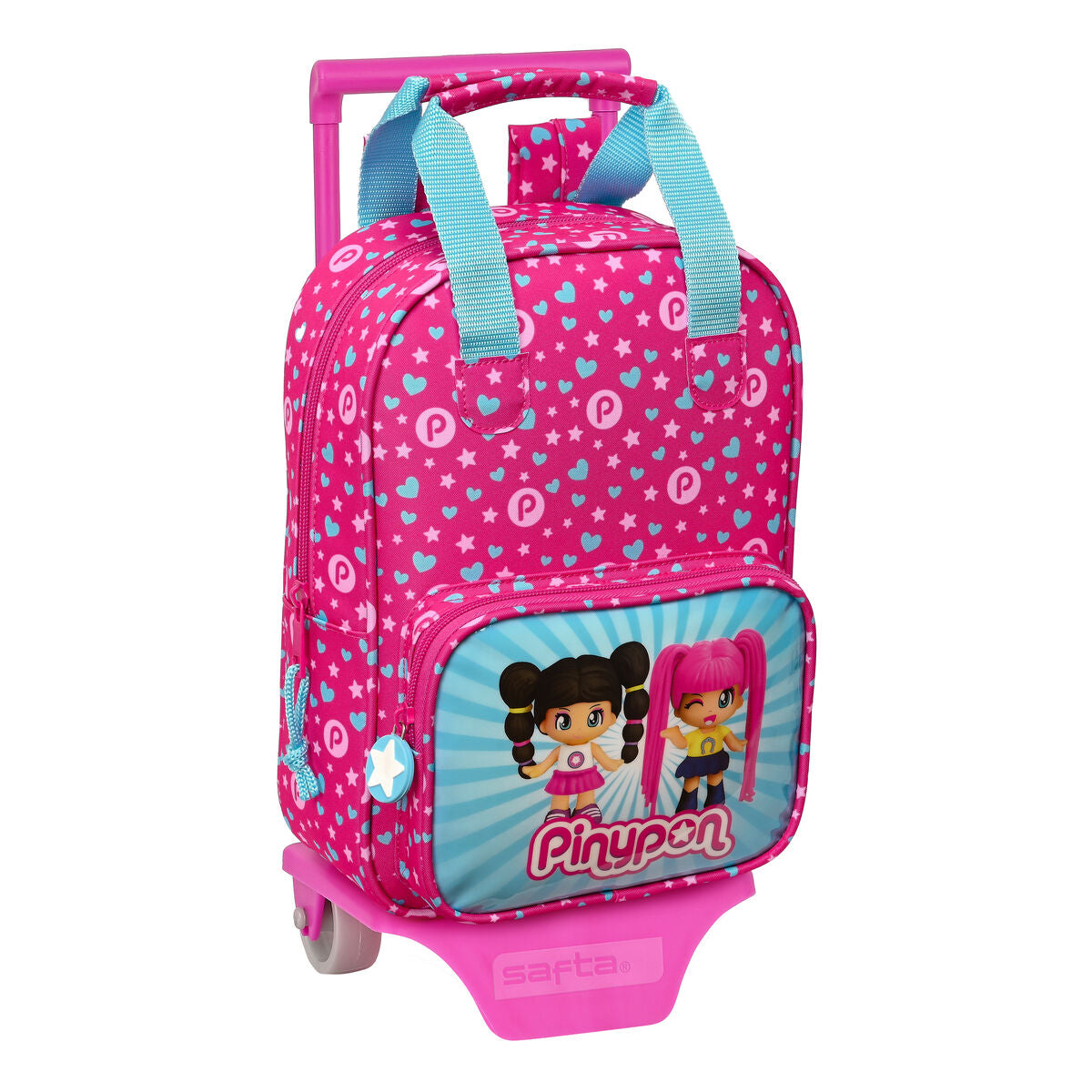 Zaino trolley Pinypon Safta 20x28x8 cm blu rosa scuola materna asilo con ruote manico telescopico tasca frontale bimbi Senso.it | Boutique Online