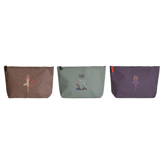 Toilet Bag DKD Home Decor Brown Green Burgundy Canvas Yoga 33 X 8 X 20 Cm (3 Units) Senso.it | Boutique Online