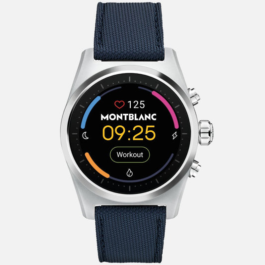 Montblanc Summit Lite smartwatch 43mm alluminio grigio cinturino tessuto grigio Wear OS AMOLED GPS NFC sport fitness Senso.it | Boutique Online