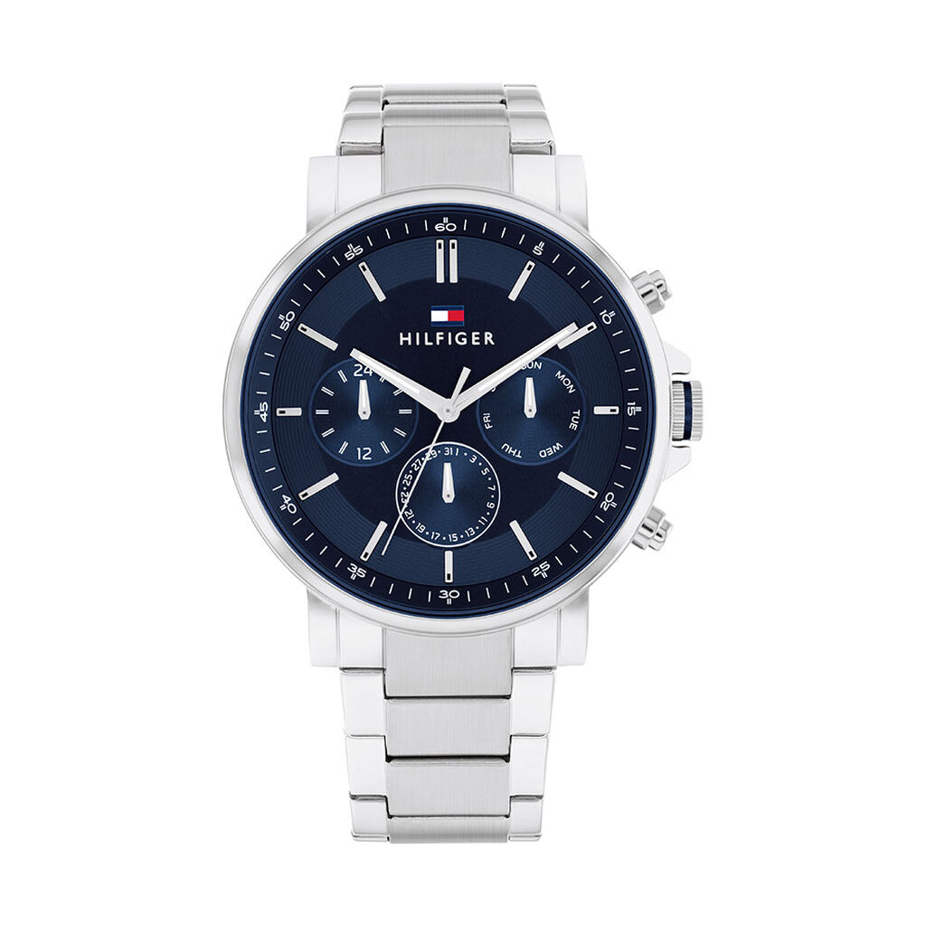 Tommy Hilfiger Tyson 1710588 Orologio Uomo Cronografo Acciaio Inox 43mm Quadrante Blu Bracciale Silver Impermeabile 5ATM Quarzo Multifunzione Elegante Sportivo Senso.it | Boutique Online